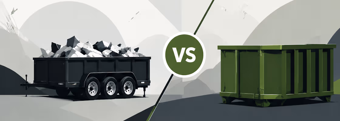 Dump trailer compared with a roll-off dumpster